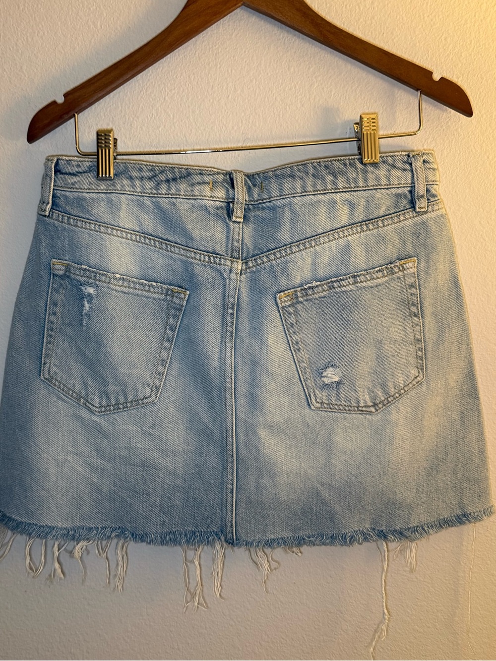 We The Free Light Blue Distressed Denim Mini Skirt - Picture 5 of 7